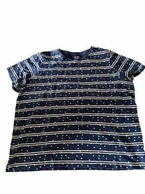 Kim Rogers Navy Stripe Tee with Mint Polka Dots